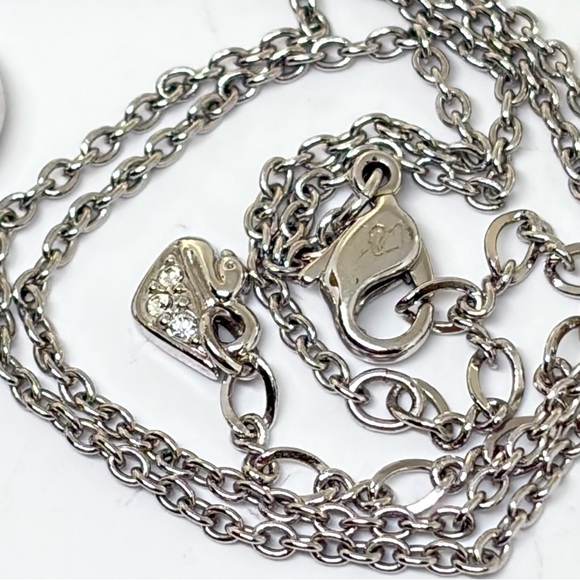 Vintage Swarovski Silver Tone Modern Austria Crystal Petite Hoop Chain Necklace - Picture 11 of 12